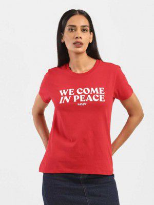 LEVIS Graphic Print Women Round Neck Red T-Shirt