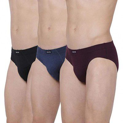 Levi’s Men’s 100% Cotton 100 CA Snug Fit Innerelastic Solid Comfort Brief (Pack of 3)