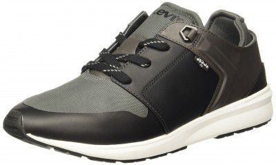 Levis Mens Black Runner Tab Leather Sneakers
