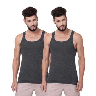 Levi’s Men’s Cotton 100 CA Solid Sports Rib Vest (Pack of 2)
