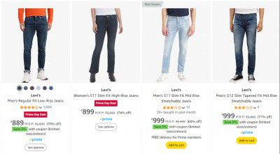 Levi's Men's Jeans Upto 74% Off | Starts at ₹899