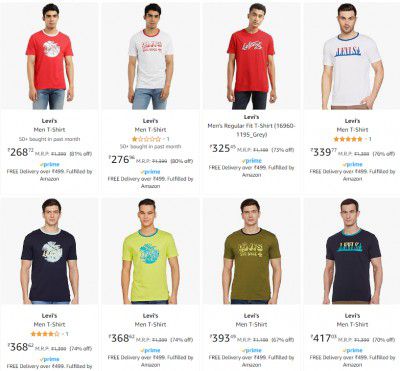 Levi's Men's T-Shirt Minimum 77% Off | Starts ₹299