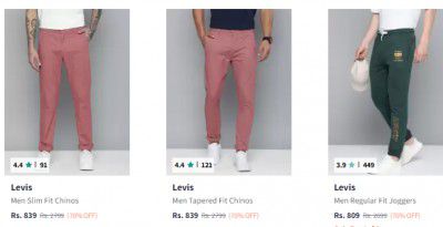 Myntra :UP TO 68% OFF | Levis Men's Trousers at Starts At ₹895