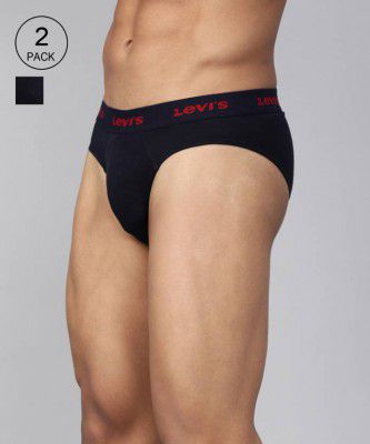 LEVIS Pack of 2 Contoured Double Pouch, Tag Free Comfort & Smartskin Technology Style# 009 Neo Solid Men Brief