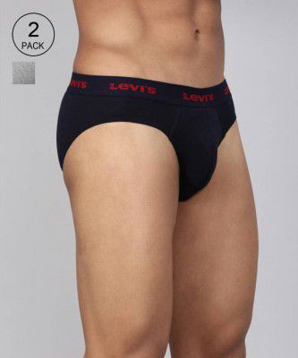 LEVIS Pack of 2 Contoured Double Pouch, Tag Free Comfort & Smartskin Technology Style# 009 Neo Solid Men Brief