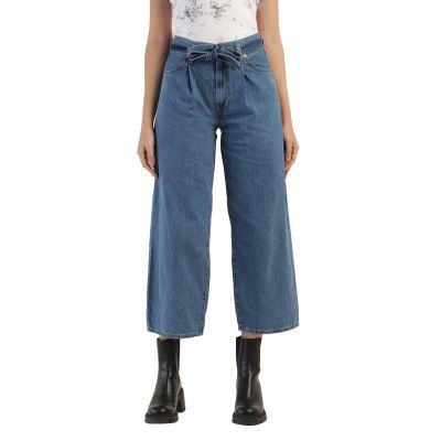 Levi's Women's Mid Rise Belted Baggy Loose Straight Fit Jeans