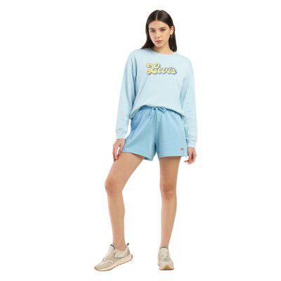 Levi's Women's Mid Rise Blue Regular Fit Shorts