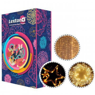 Lexton Combo Star Curtain Light 6 Big Star 6 Small Star Light with 8 Flashing Modes 