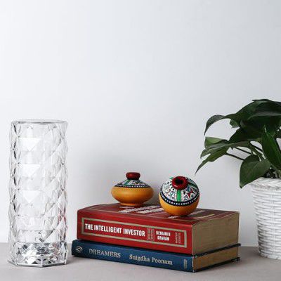 Lexton Crystal Table Lamp | 16 Color Changing Rose Crystal Diamond Shape, for Bedroom Living Room Party Décor