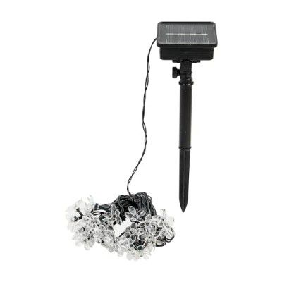 Lexton Decorative Solar Sakura Flower LED Light | 30 LED 8 Flashing Mode On/Off with Spikes | 600 mAh Inbuilt Rechargeable Battery IP65 Waterproof Suitable