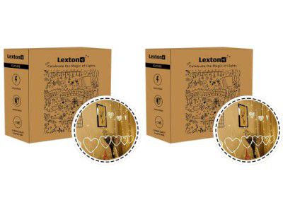 Lexton Heart Shape Curtain String Lights 6 Big Heart 6 Small Heart with 8 Flashing Modes Decoration (12 Hearts, Warm White, Pack of 2)