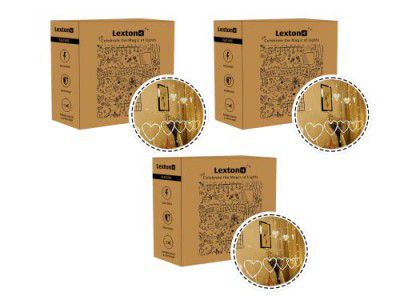 Lexton Heart Shape Curtain String Lights 6 Big Heart 6 Small Heart with 8 Flashing Modes Decoration (12 Hearts, Warm White, Pack of 3)