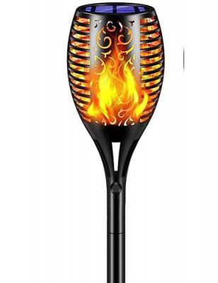 Lexton Solar 3 in 1 Solar Garden Light 96 LED Flickering Mashaal Light IP65 Waterproof Outdoor Solar Flame Light Auto On/Off for Yard,Garden Party & Festival Decoration(1 Piece, Warm Yellow Light)