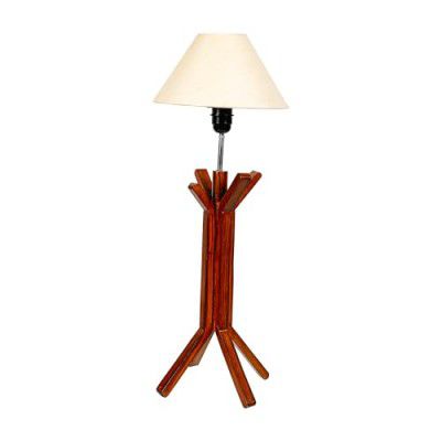 Lexton Sustainable Shine Series Wooden Floor Lamp with Premium Finish Brown Wooden Base (Biege Shade)(Bulb Not Included)