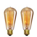 Lexton Tesla Filament Bulb | Antique Glass Light Bulbs | Vintage Base | E27 | for Home Decoration, Hall, Restaurant, Bar Lighting | Yellow Light | Pack of 2...