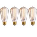 Lexton Tesla Vintage Filament Bulb | Antique Glass Light Bulbs | E27 Bulb Base, 2700K | Suitable for Home Decoration, Hall, Restaurant, Bar Lighting (Pack of 4, Warm white/Yellow)...