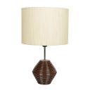 Lexton Woodhaven Pot Shape Designer Shade Table Lamp | for Bedroom, Living Room, Home Decoration, Drawing Room, Study Room, Bedside, Gifting Purpose (Beige Shade, Pack of 1)(Blub Not Included)...