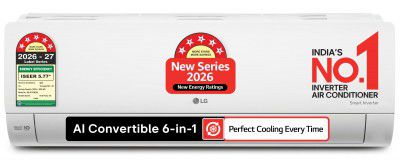 LG 1.42 Ton 5 Star, New star rated, Smart Inverter Split AC (Copper, AI Convertible 6in1, 5000 W, Faster Cooling & Energy Saving, 4 Way Swing, HD Filter with Allergen Protection, AS-Q19YNZE2, White)