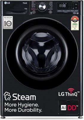 [Extra Rs,10k OFF] LG 12 kg 5 Star, AI Direct Drive Technology, Wi-Fi Enabled, Steam Wash, Remote Control Fully Automatic Front Load with In-built Heater Black (FHP1412Z5O)