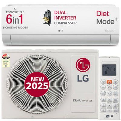 LG 2 Ton 3 Star DUAL Inverter Split AC (Copper, AI Convertible 6-in-1, US-Q24ENXE, White)