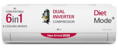 LG 2 Ton 3 Star DUAL Inverter Split AC (Copper, AI Convertible 6-in-1, Diet Mode+, Faster Cooling & Energy Saving, 4 Way Swing, HD Filter with Anti-Virus Protection, US-Q24SNXE, White)
