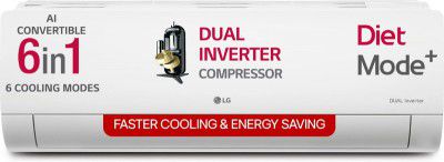 LG 2025 Model 1.5 Ton 3 Star Split AI Dual Inverter 6-in-1 Convertible, Anti Virus Protection AC (US-Q18TNXE1, White)