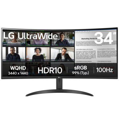 LG 34" 21:9 Curved Ultra Wide Monitor, 34WR50QK