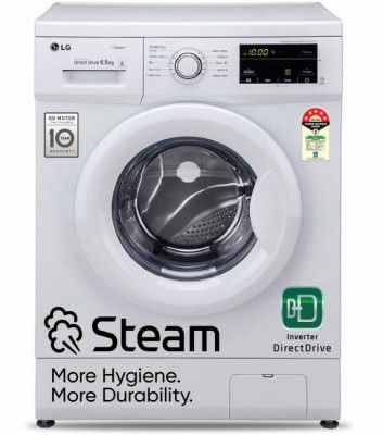 LG 6.5 kg 5 Star with Steam, Inverter Direct Drive, 1000 RPM Fully Automatic Front Load Washing Machine with In-built Heater (FHM1065SDW)