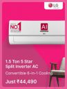  LG 1.5 Ton 5 Star Split Inverter Air Conditioner @ ₹ 44490 in Flipkart Big Billion Days Sale ...