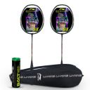 Li-Ning Home Crew Combo (2 x Li-Ning Rackets & 6 x Nylon Shuttlecocks) with Racket Case...