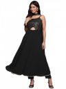 Libas Black Embroidered Georgette A-Line Kurta With Trousers & Dupatta...