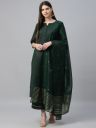 Libas Women Green Pure Cotton Kurta with Palazzos & With Dupatta...