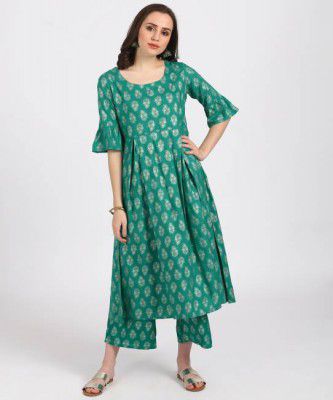 LIBAS Women Kurta and Palazzo Set Cotton Rayon Blend