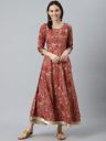Libas Women Maroon Ethnic Motifs Printed Anarkali Kurta...