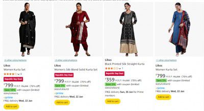 Libas Women's Ethnic wear at Minimum 75% OFF