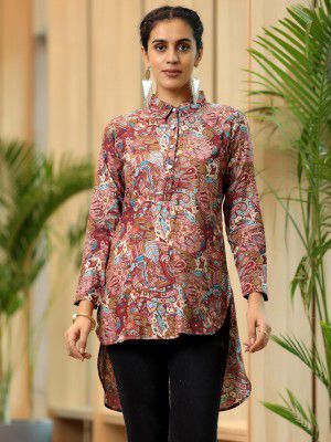 Libas Womens Printed Silk Blend Straight Kurti for Women