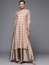 Libas Women Peach-Coloured & Rust Ethnic Motifs Printed Kurta...