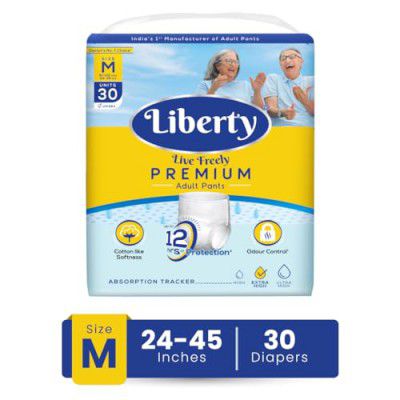 Liberty Premium Adult Diaper Pants, Medium (M) Size, 30 Count, Waist Size (61-115cm | 24-45 inches)
