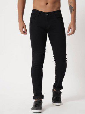 LIEVANGO  Men Slim Low Rise Black Jeans