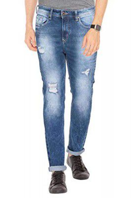 Life by Shoppers Stop Mens 5 Pocket Heavy Wash Distressed Jeans