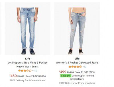 Life by Shoppers Stop Mens Jeans Upto 77% Off
