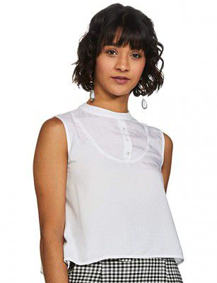 Life by Shoppers Stop Womens Band Collar Solid Top
