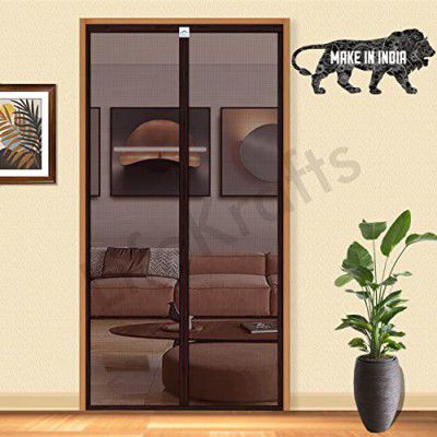LifeKrafts Polyester Magnetic Mosquito Net for Door | Mosquito Curtain for All Door Types & Sizes | Auto-Closing Insect Screen to Keep Mosquito Out (200x100 cm, Brown)