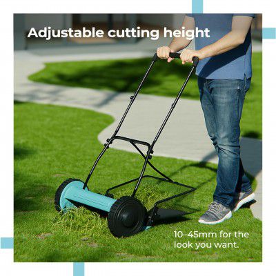 Lifelong 16-Inch Manual Lawn Mower | 5-Blade Reel Mower with 30L Grass Catcher | Adjustable Cutting Height (0.5 to 1.5 Inch) | Heavy-Duty Grass Cutter Machine for Home & Garden