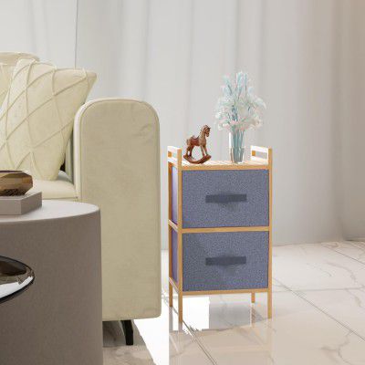 Lifelong 2-Drawer Fabric Storage Organizer | Wooden Frame Side Table for Bedroom, Living Room & Office | Compact & Lightweight Storage Cabinet with Pull-Out | Use for Clothes, Toys, Books & Essentials