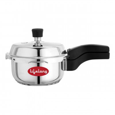 Lifelong 2 Litre Triply Stainless Steel Pressure Cooker for Kitchen | 2.5mm Thickness 