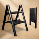 Lifelong 2 Steps Steel Ladder for Home, Foldable & Portable Stairs, 150 Kg Capacity (LLSLS02, Black)...