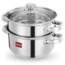 Lifelong 2-Tier Steamer/Momo/Modak Maker with Glass Lid & Riveted Handles | 20 cm Stainless Steel Multi-Purpose Cooking Steamer (LLMOM01)...