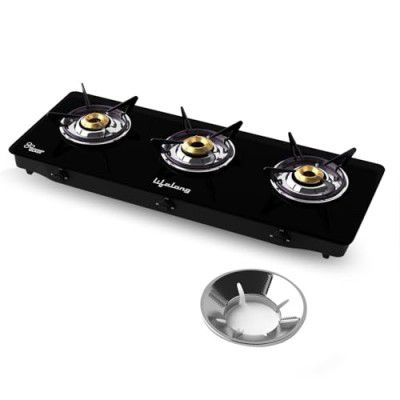 Lifelong 3 Burner Gas Stove with Free Gas Saver | Top for Kitchen 