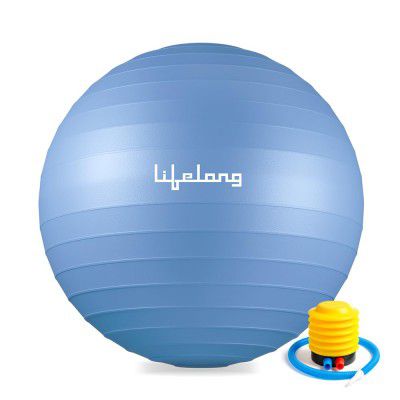 Lifelong 55cm Gym Ball w/Foot Pump | Anti?Burst Swiss Ball